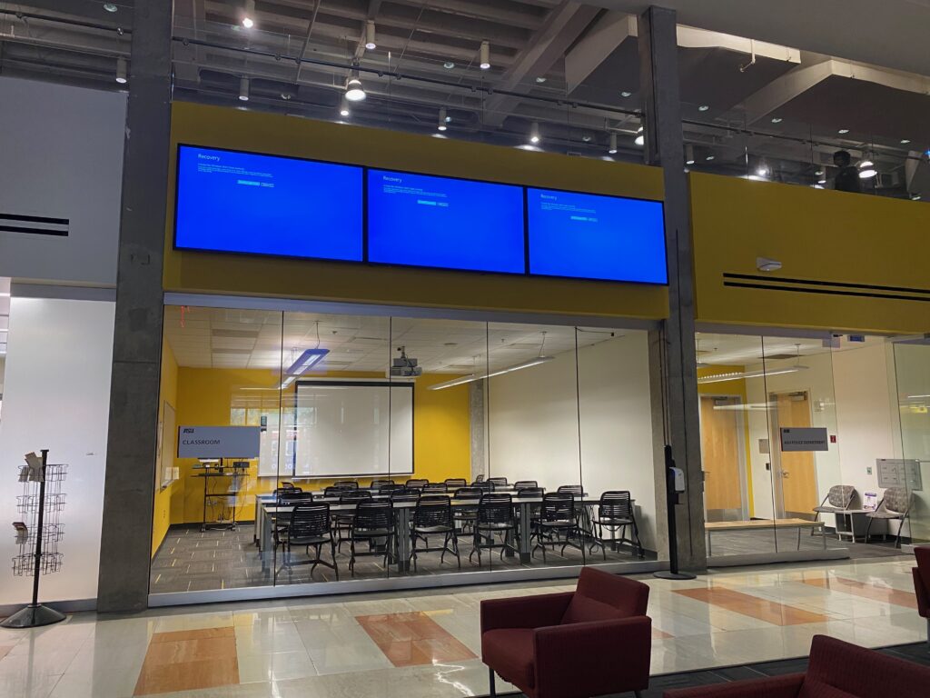 Blue screen of death at downtown campus of Arizona State