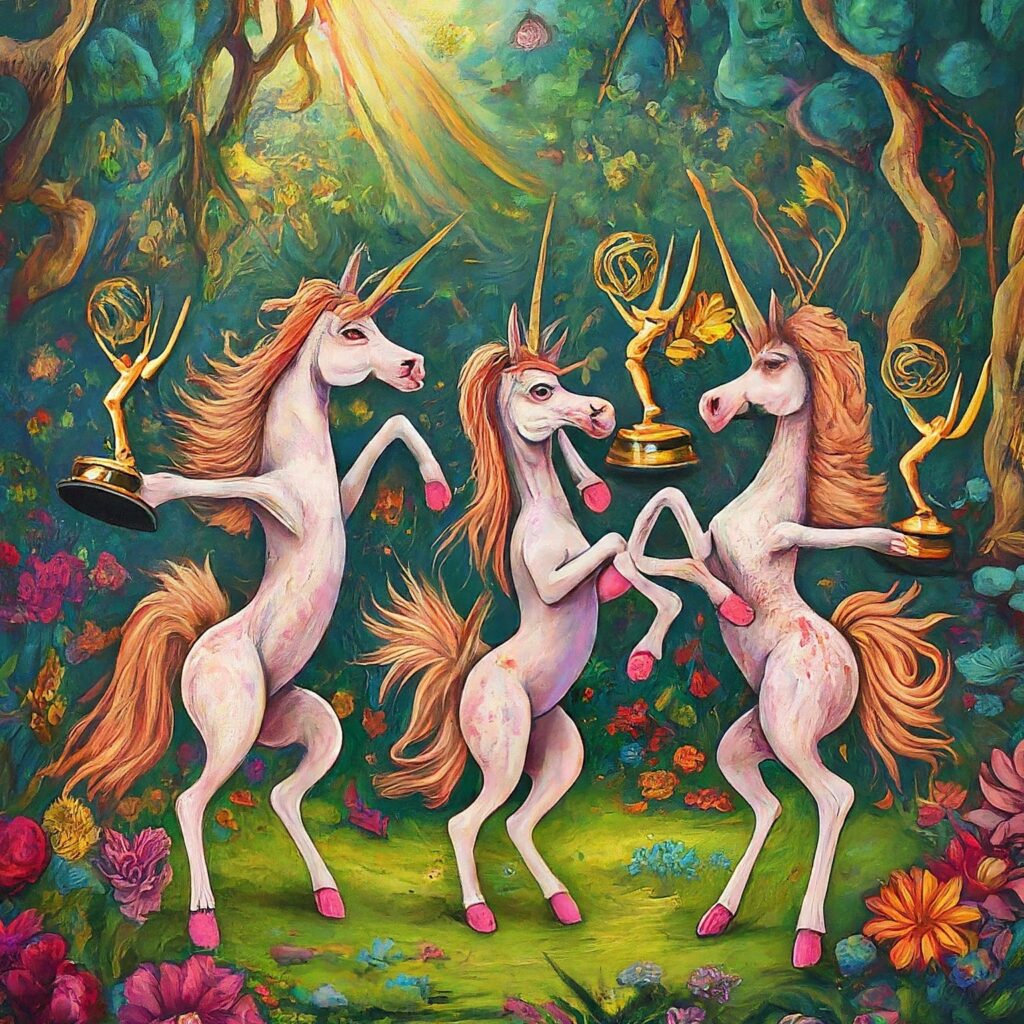 AI image of Unicorns and Emmys by Google's Gemini